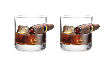 Old Fashioned Whiskey Glass with indented Cigar Rest